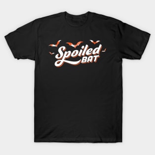 Spoiled Bat Funny Halloween Bats Orange Plaid T-Shirt